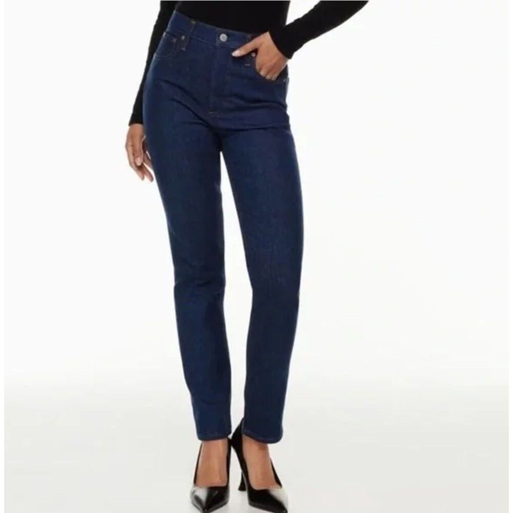 Aritzia Denim Forum The Yoko High Rise Slim Jeans Size 25 26L Dark Wash